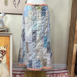 Vintage 90s Y2k Floral Patchwork Maxi Skirt Cottage Prairie Coastal Grandma M L